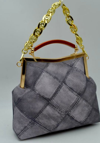 Denim Swing Top Handle Purse - Blue