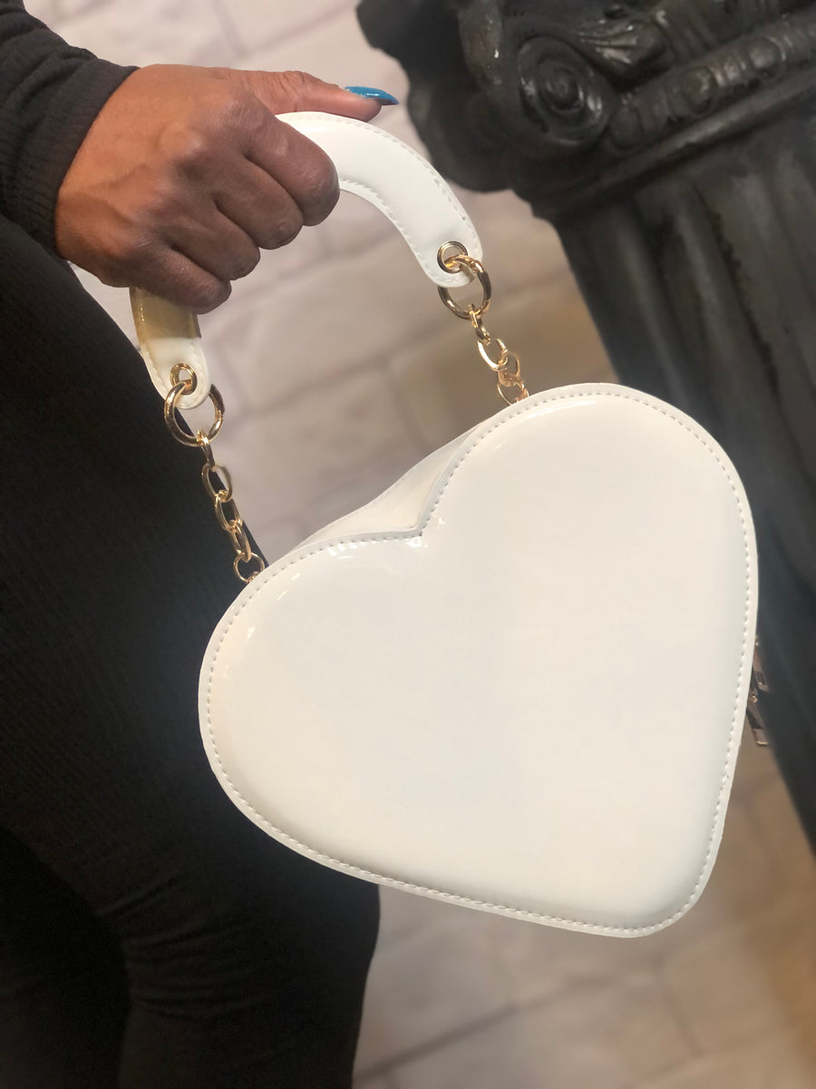 Patent Leather Heart - Off White – Raquel Denise Handbag Boutique