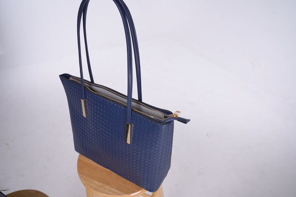 Woven Double Handbag Totes - Blue