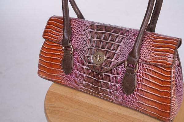 The Croc Satchel - Purple/Brown