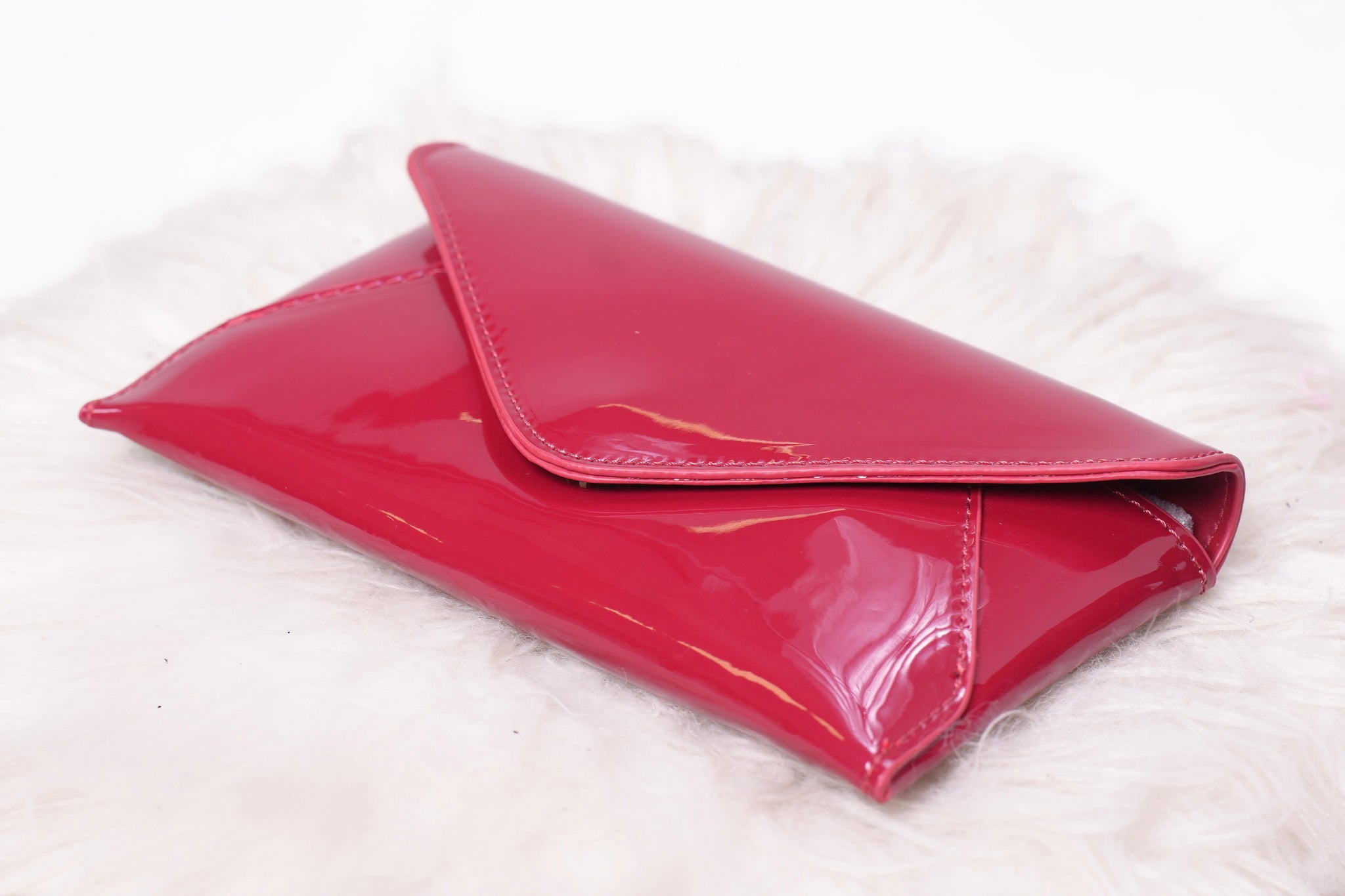 Patent Leather Envelope Clutch - Red