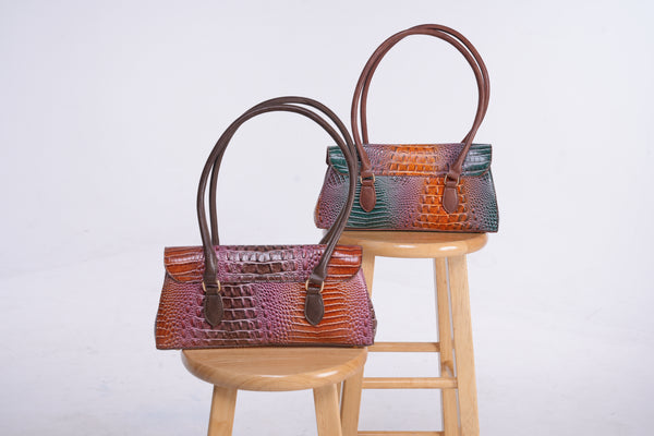 The Croc Satchel - Purple/Brown