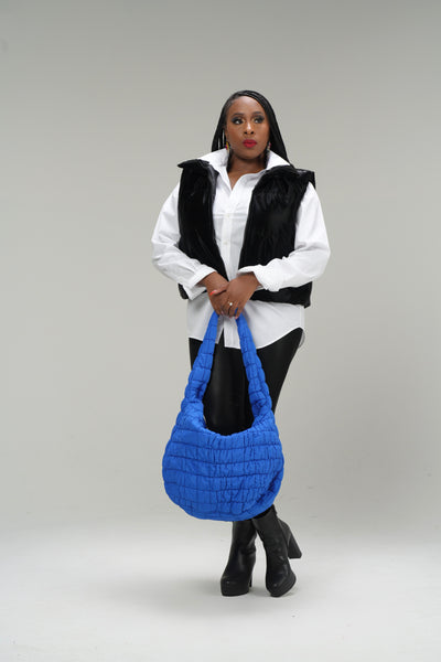 Large Quilted Bag - Blue