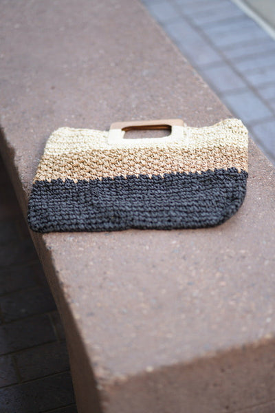 Straw Triple-Tone Handle Bag - Sandy Dusk