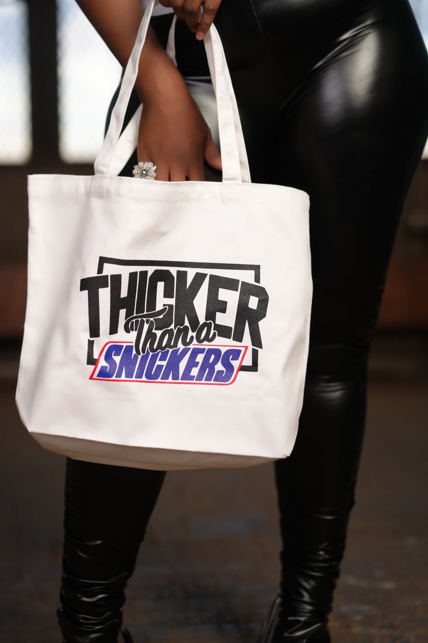 “Thicker Than a Snicker” Tote - White