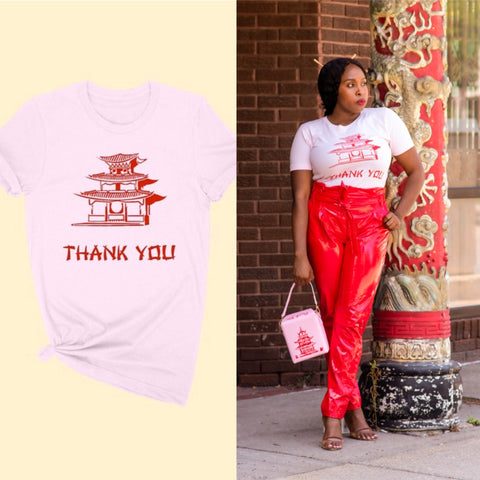Chinese “Thank You” Takeout Shirt - Pink