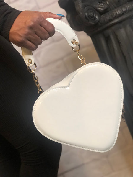 Patent Leather Heart - Off White