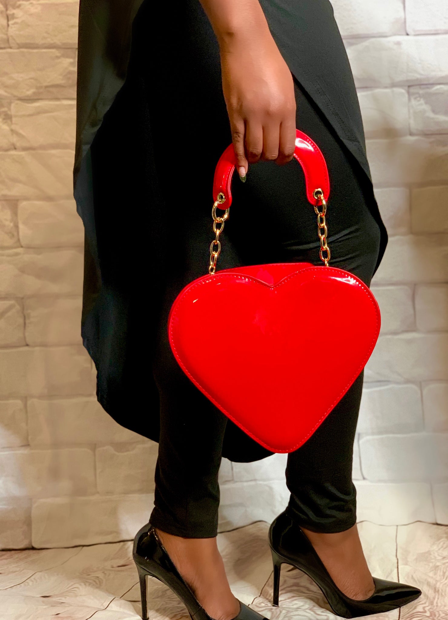 Patent Leather Heart - Red