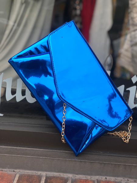 Mirror Envelope Clutch - Blue/Cobalt