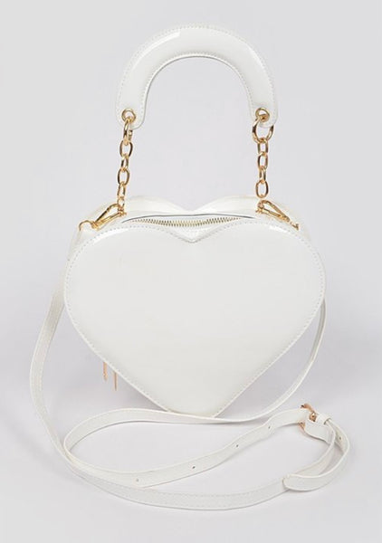 Patent Leather Heart - Off White