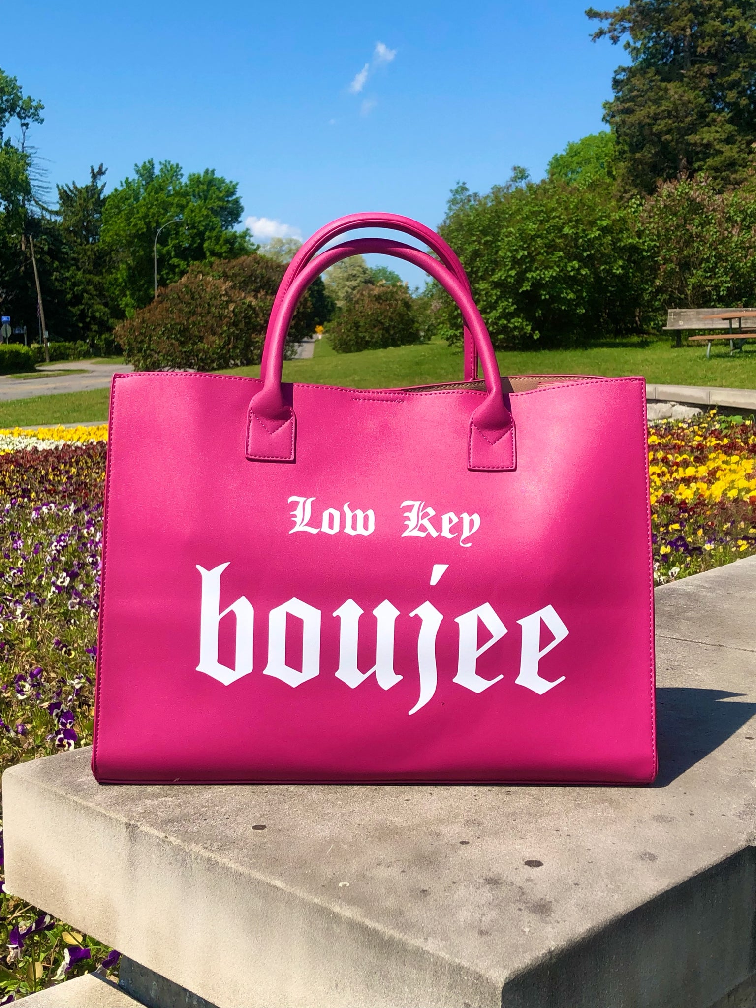 Low Key Boujee Vegan Tote - Fuchsia.
