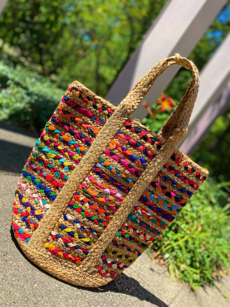 Colorful Knit Tote Bag
